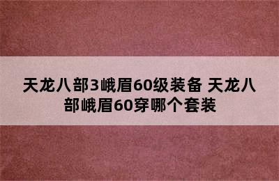 天龙八部3峨眉60级装备 天龙八部峨眉60穿哪个套装